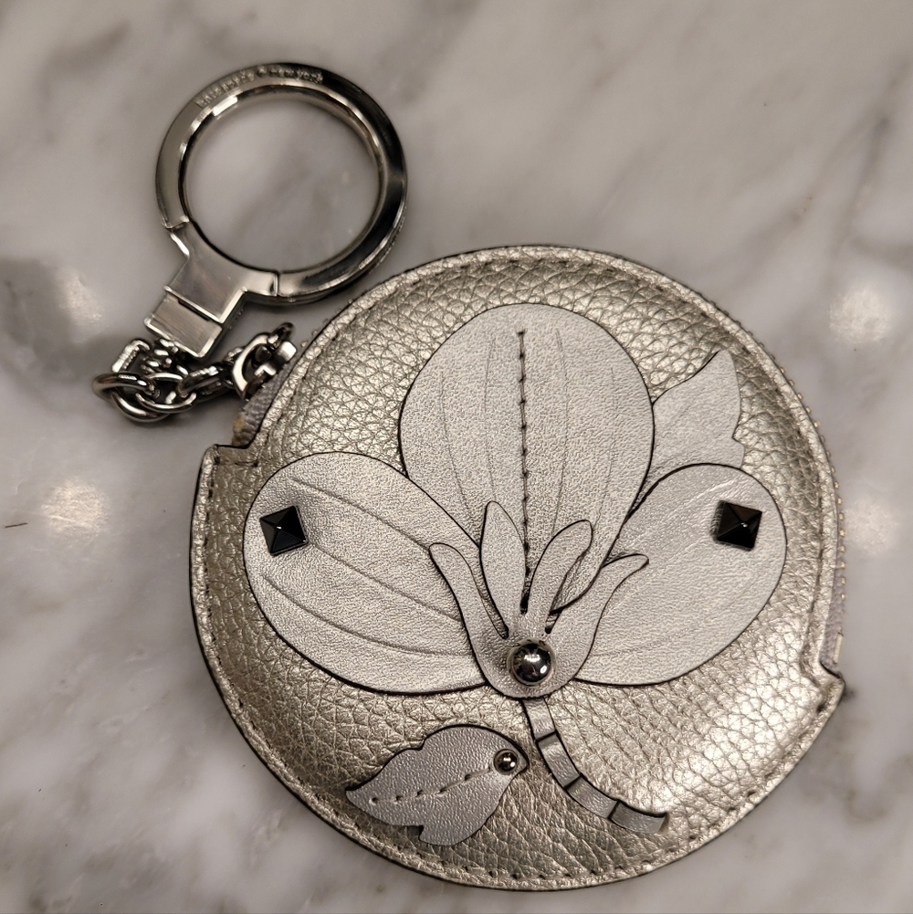 Kate Spade Round Leather Embellished Coin Pouch/Keychain/Bag Charm NWOT